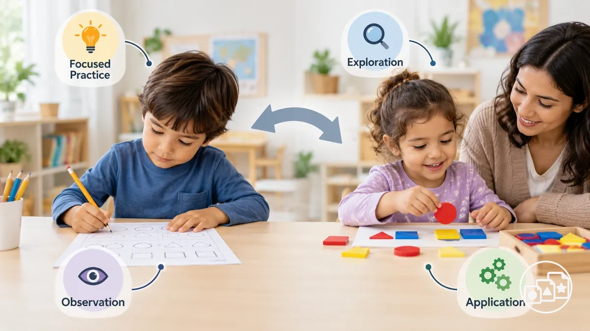 Práctica con fichas y aprendizaje manipulativo como enfoques de preparación para Infantil dependientes del contexto